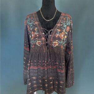 Maurices Floral Embroidered Long Sleeve Top